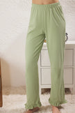 Green  Ruffle Detailed Knitted Pajama Set