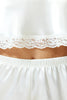 White Lace Rope Strap Crop Satin Shorts Woven Pajama Set
