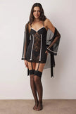 Black Satin Plain Unlined Babydoll