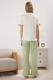 Green  Ruffle Detailed Knitted Pajama Set