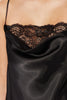 Black Lace Rope Strap Cowl Neck Satin Woven Nightgown
