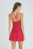 Burgundy Lace Detailed Rope Strap Satin Woven Nightgown