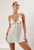 Bride/Bridal White Satin Lace and Slit Detail Woven Babydoll/Fantasy Nightgown