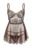 Brown Lace/Tulle Non-Padded Fantasy Nightdress / Babydoll
