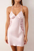 Pink Single Plain Lace Satin Weave Nightgown