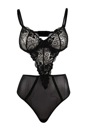 Black Lace/Tulle Fitted Body
