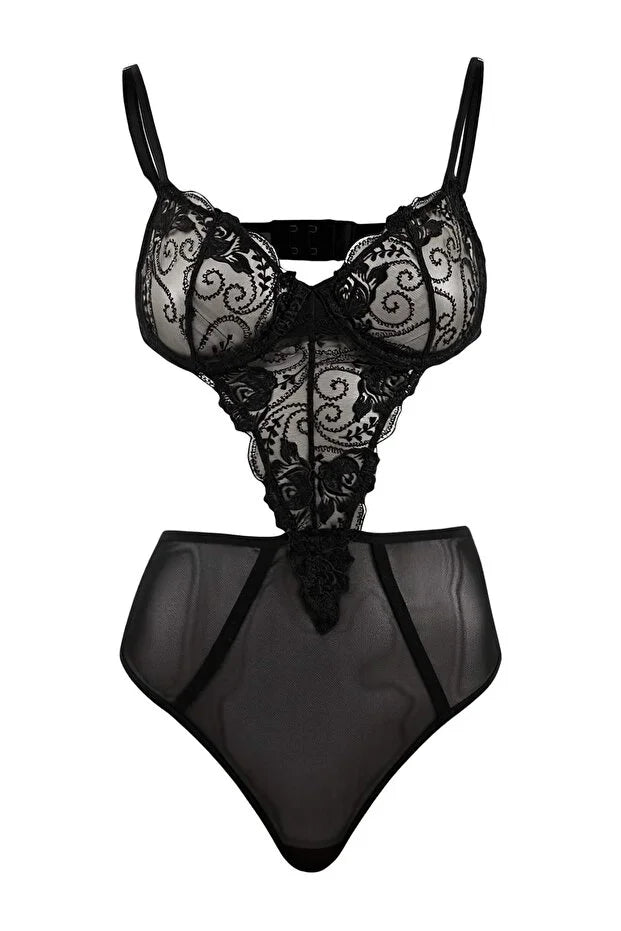 Black Lace/Tulle Fitted Body