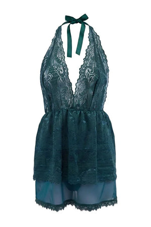 Petrol Lace/Tulle Halterneck Fantasy Nightdress / Babydoll