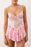 Pink Knitted Floral Strappy Babydoll/Fantasy Nightgown