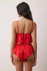 Red Satin Lace Plain Unlined Lingerie Set