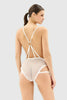 White Lace Ruffle Openwork/Open Coverless Knitted Bodysuit