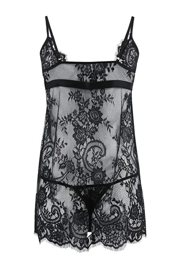 Black Lace Fantasy Nightdress / Babydoll