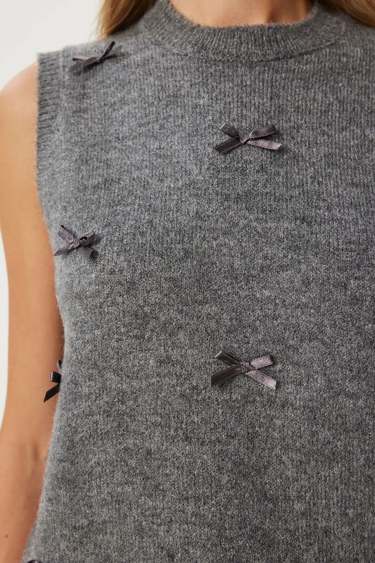 Anthracite Bow Knit Sweater