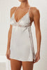 Bride/Bridal White Satin Lace and Slit Detail Woven Babydoll/Fantasy Nightgown