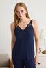 Navy Blue Lace Detailed Knitted Pajama Set