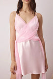Satin-Woven Nightgown with Powder Tulle Detail and Straps