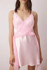 Satin-Woven Nightgown with Powder Tulle Detail and Straps