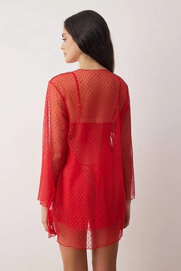 Red Tulle Plain Uncapped Babydoll