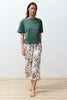 Green Floral Capri Knitted Pajama Set