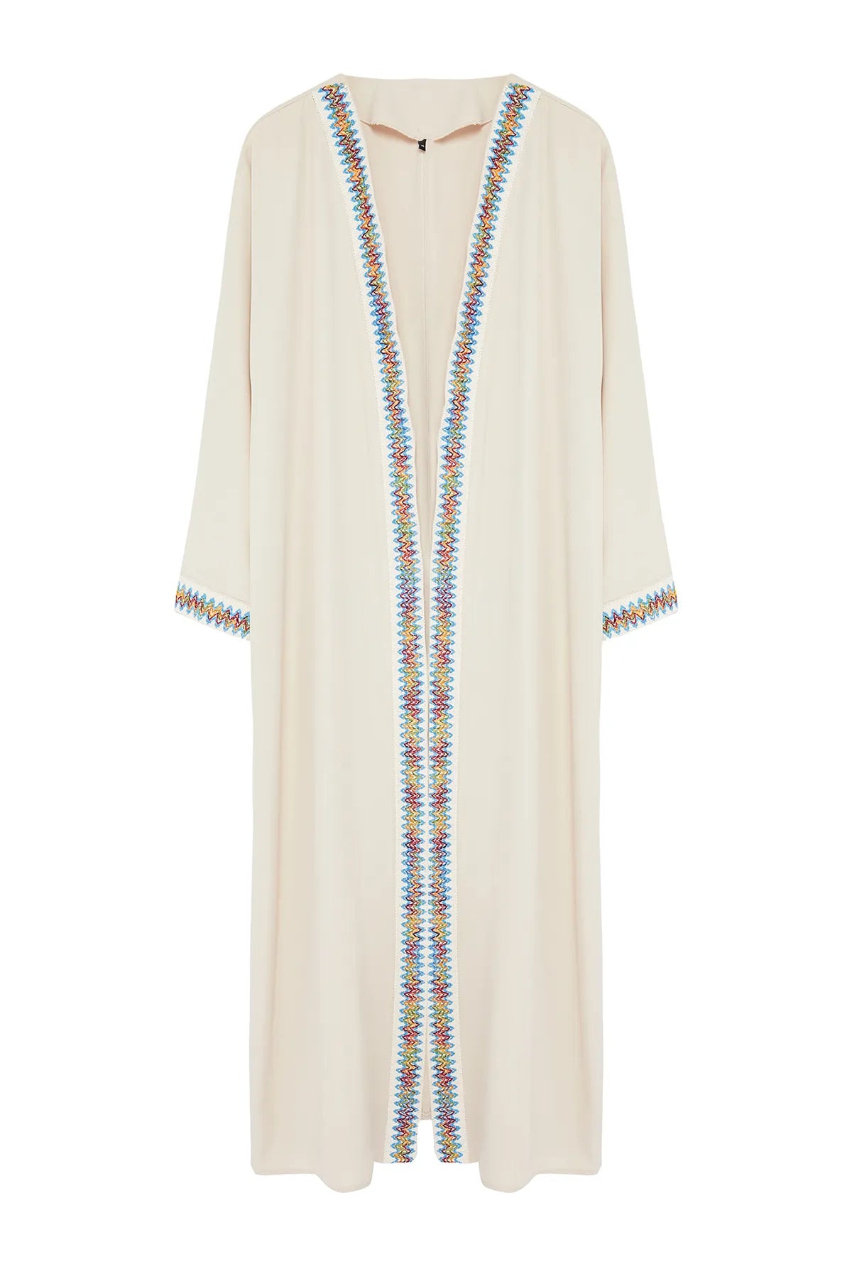 Stone Colored Accessory Piping Woven Cape &amp; Abaya