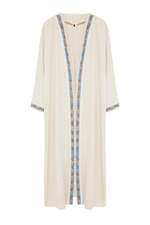 Stone Colored Accessory Piping Woven Cape & Abaya