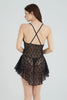 Black Ruffle and Window/Cut Out Detailed Pantyhose Lace Coverless Knitted Babydoll