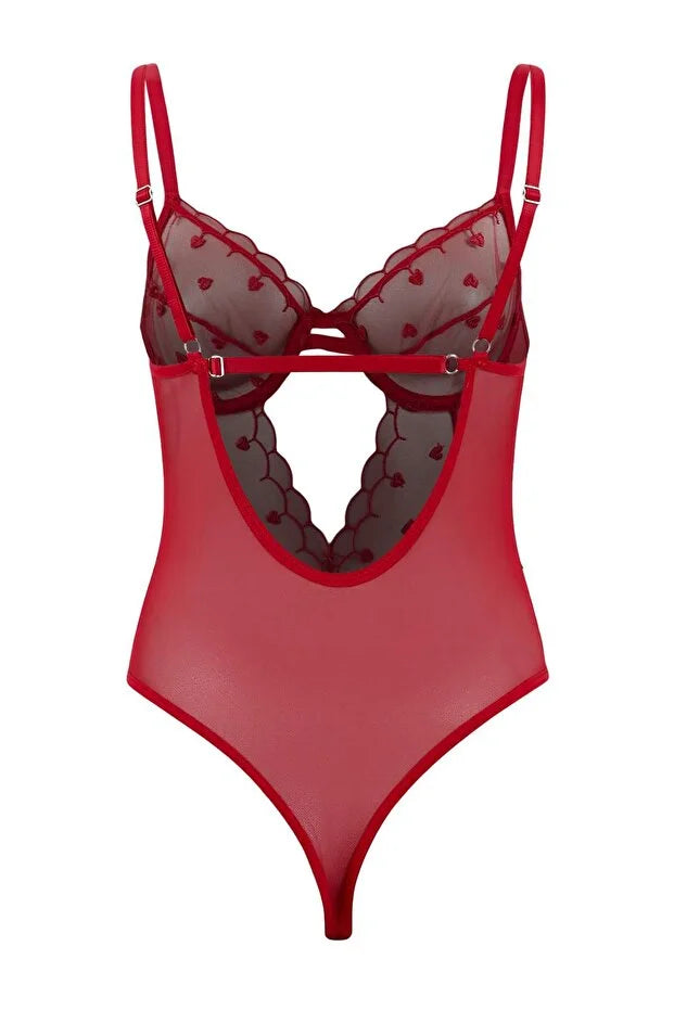Red Tulle Heart Detail Non-Padded Body | Home Wear | Lingerie | Lebbse Red Tulle Heart Detail Non-Padded Body | Home Wear | Lingerie | Lebbse