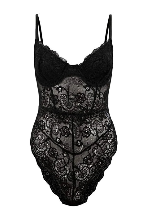 Black Lace Non-Padded Fitted Body