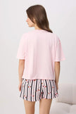 Teen Pink & Multicolor Cotton Dog Print Stretch Soft-Touch Knit Pajama Set