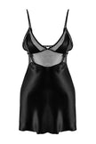 Black Satin Mesh Plain Uncovered Babydoll