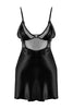 Black Satin Mesh Plain Uncovered Babydoll
