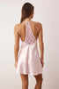 Pink Single Plain Lace Satin Weave Nightgown
