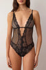 Black Tulle Fitted Polka Dot Bodysuit