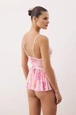 Pink Knitted Floral Strappy Babydoll/Fantasy Nightgown