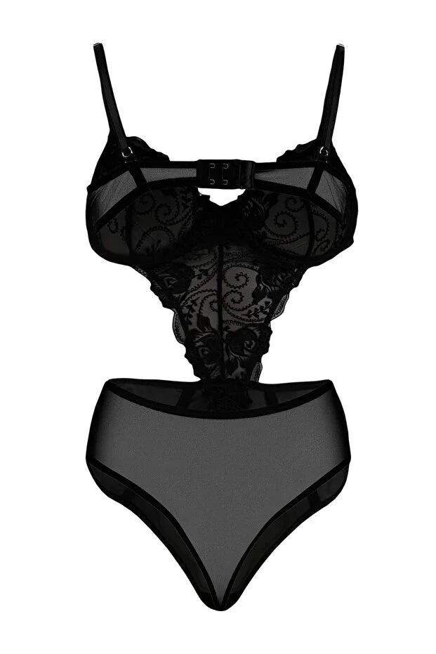 Black Lace/Tulle Fitted Body