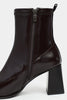 NIXIE BROWN MATTE STRETCH DETAIL THICK-HEEL WOMEN'S BOOTS