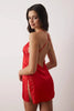 Red Satin Plain Uncapped Babydoll