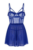 Dark Blue Polka Dot Babydoll with Bust Detail / Fantasy Nightdress