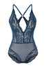 Petrol Tulle Lace Detail Non-Padded Knitted Bodysuit