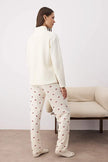 Offwhite-Red Cherry Zippered Soft Winter Waffle Knit Pajama Set