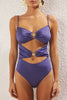 Blue Strapless Sun Accessory Premium Cut Out/Windowed Regular Swimsuit
