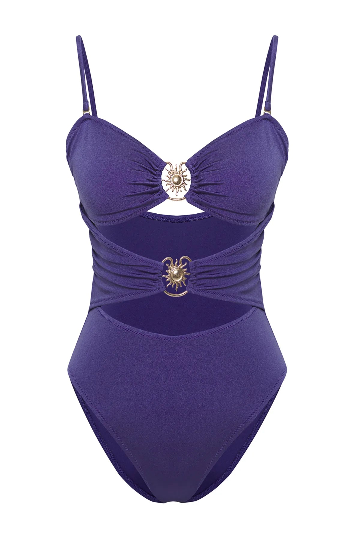 Blue Strapless Sun Accessory Premium Cut Out/Windowed Regular Swimsuit