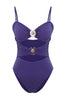 Blue Strapless Sun Accessory Premium Cut Out/Windowed Regular Swimsuit