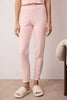 Pink Collar and Baby Overlock Detailed Floral Ribbed Knit Pajama Set