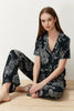 Anthracite Tiger Patterned Viscose Woven Pajama Set