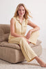 Yellow Polka Dot Piping Detail Viscose Woven Pajama Set