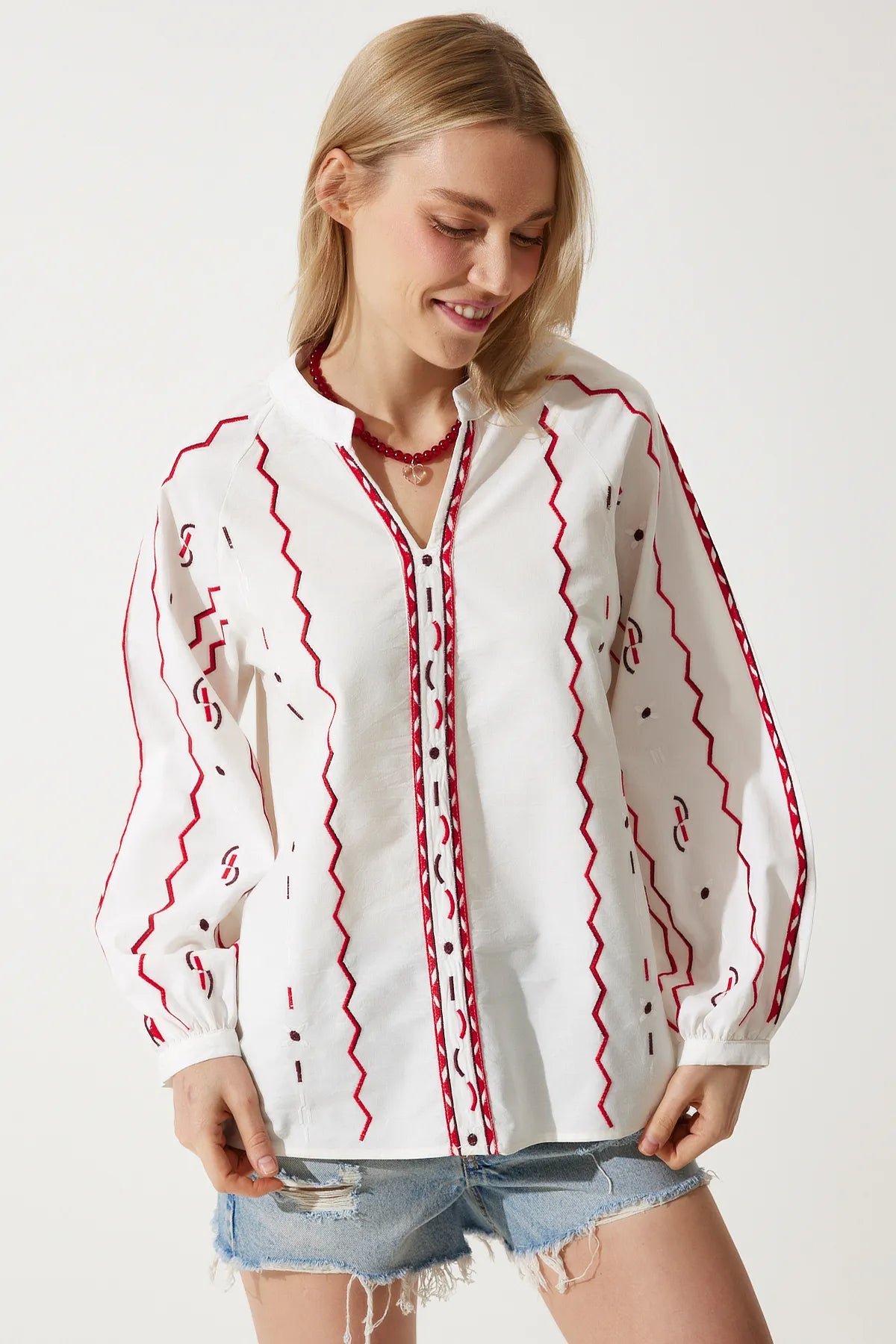 Embroidered Linen Surface Blouse