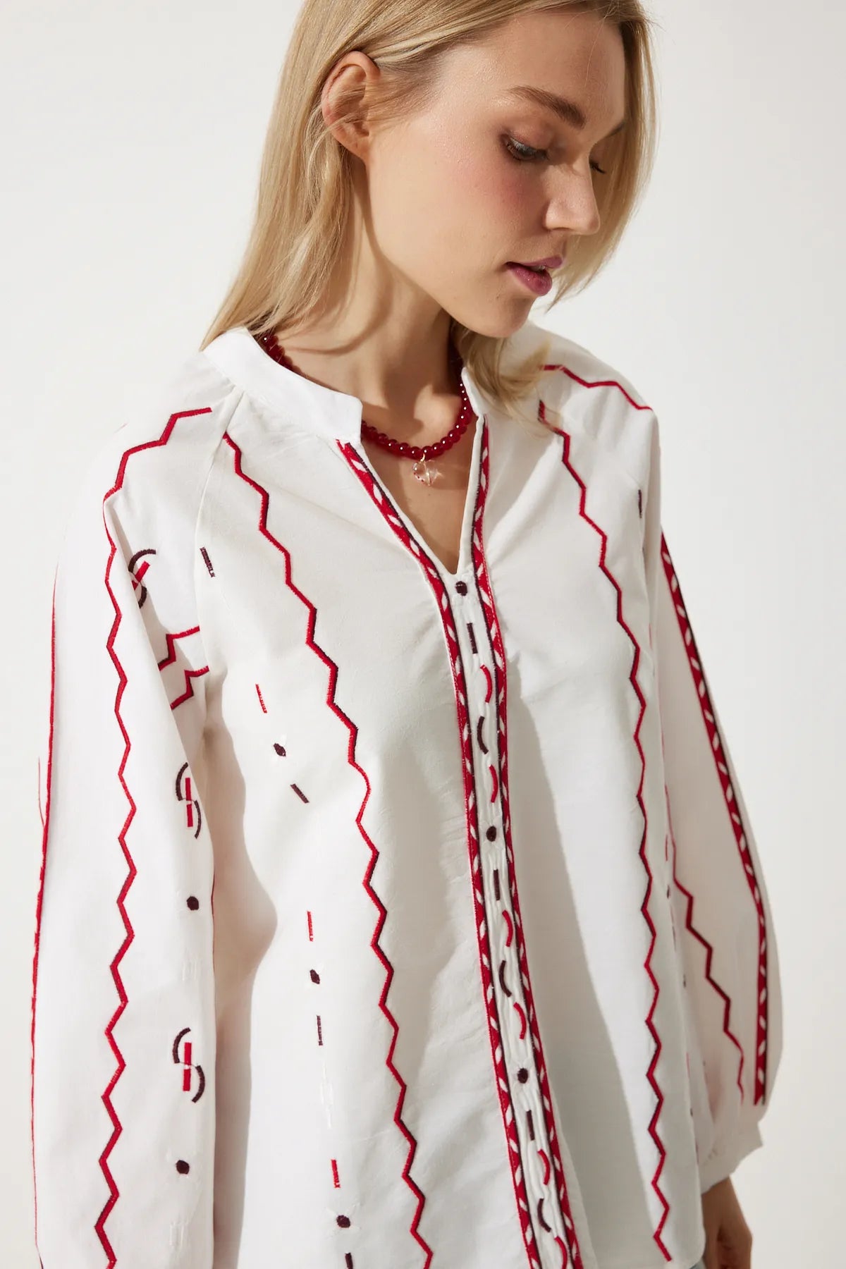 Embroidered Linen Surface Blouse