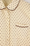 Yellow Polka Dot Piping Detail Viscose Woven Pajama Set
