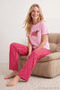 Pink Cotton Soft-Touch Stretch Striped Dog Print Knit Pajama Set